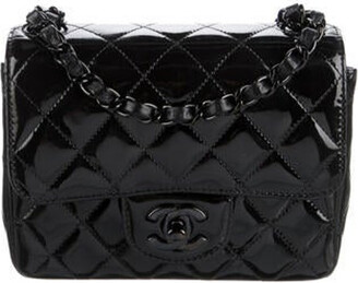 Chanel 2021 Classic Patent So Black Mini Square Flap Bag - ShopStyle