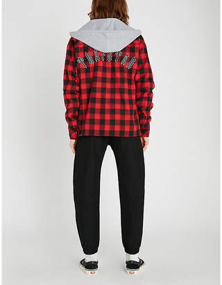 Trapstar Checked regular-fit stretch-flannel and stretch-jersey hooded shirt