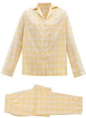 GENERAL SLEEP Classic Checked Organic-cotton Pyjamas - Yellow White