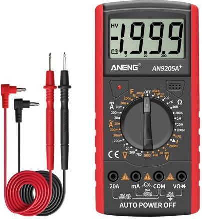 JinTaoRui ANENG DT9205A+ Digital Multimeter AC/DC Profesional Transistor Tester Electrical Multimetro NCV Test Meter Auto Range Ture RMS - Red