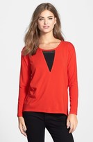 Thumbnail for your product : Vince Camuto Mesh Insert High/Low Tee