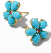 Thumbnail for your product : Paul Morelli Small Turquoise Petal Button Earrings with Rubies