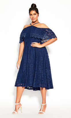 City Chic Enticing Lace Dress - navy