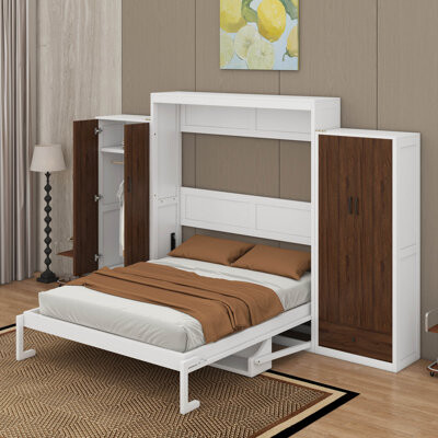 Hokku Designs Full Size Murphy Bed Wall Bed With Closet ,Drawers And Table