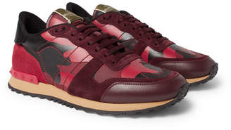 Valentino Garavani Rockrunner Camouflage-Print Canvas, Leather and Suede Sneakers - Multi