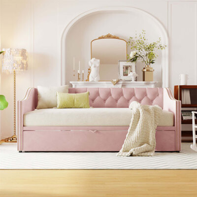 Twin Size Upholstered Daybed With Pop Up Trundle, Perfect For Guest Rooms And Space-Saving Solutions