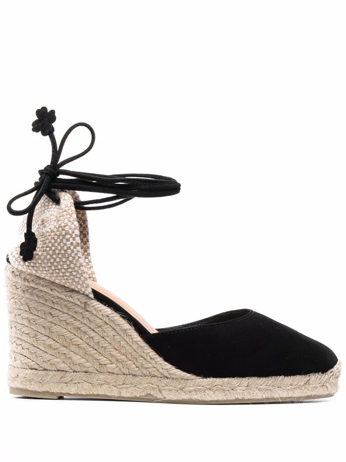 black ankle tie espadrilles