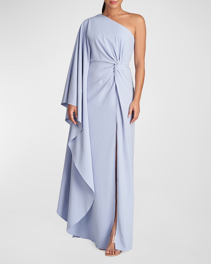 Halston Ariella Draped One-Shoulder Crepe Gown - ShopStyle Evening Dresses