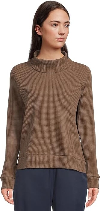 The North Face Long Sleeve Mock Neck Chabot Women's Clothing Smokey Brown : 3XL, Cotton