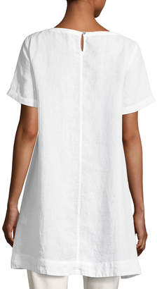 Eileen Fisher Short-Sleeve Organic Linen Dress