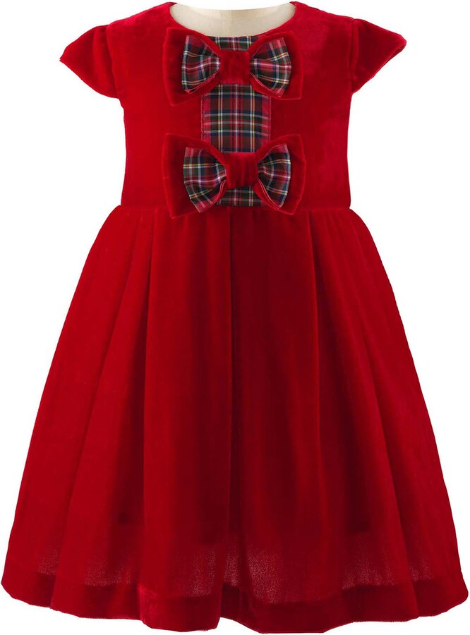 Tartan Bow Velvet Dress