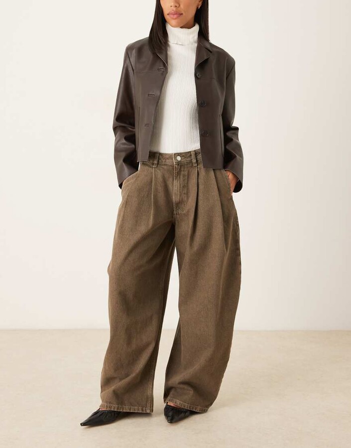 ASOS DESIGN oversized horseshoe jeans in olive green