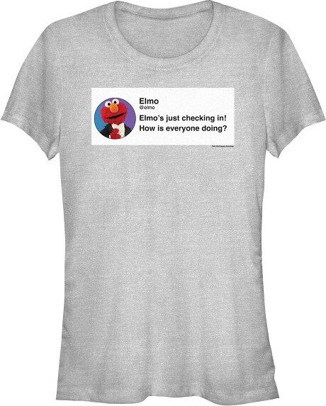 Sesame Street Junior'sSesameStreetElmoCheckingInSocialMediaT-Shirt-AthleticHeather-Small