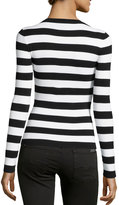 Thumbnail for your product : Michael Kors Long-Sleeve Striped Top, Black