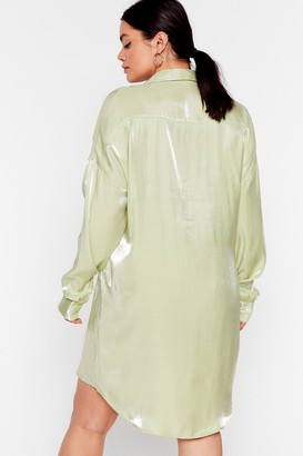 Nasty Gal Womens Plus Size Metallic Longline Shirt Dress - Green - 20