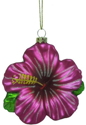 Christmas Shop Orn-Glass Hibiscus Pink