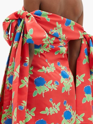BERNADETTE Timothy Off-the-shoulder Floral Taffeta Mini Dress - Red Multi