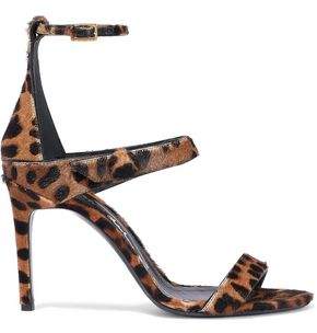 Oscar de la Renta Leopard-print Calf Hair Sandals