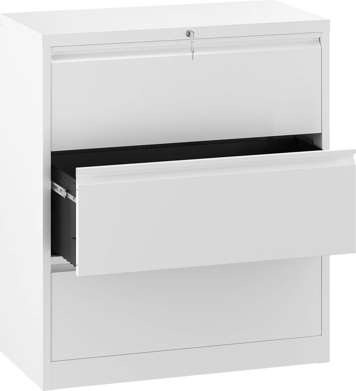 YITAHOME 3 Drawer Lateral File with Lock Metal Stainless Steel Wide Lateral Filing