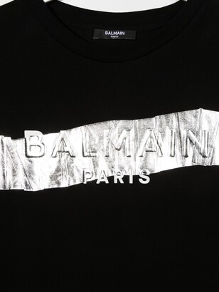 Balmain Kids TEEN metallic-detail cotton T-shirt