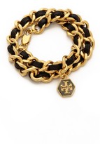 Thumbnail for your product : Tory Burch Leather & Chain Wrap Bracelet