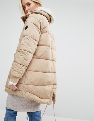 Puffa Oversized Longline Padded Jacket With Fishtail Detail