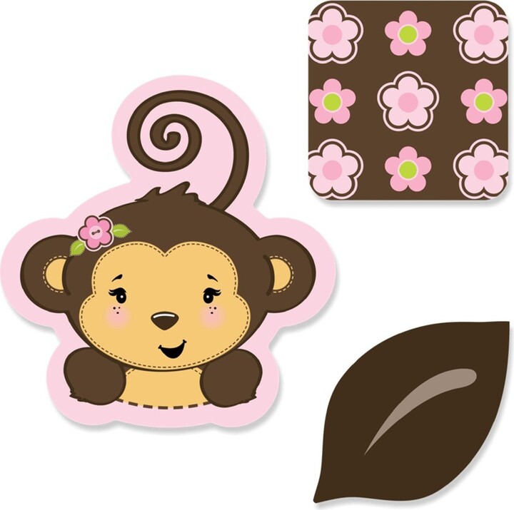 Big Dot of Happiness Pink Monkey Girl - DIY Shaped Baby Shower or ...