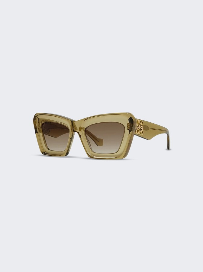 Loewe Beveled Cat-eye Sunglasses Shiny Dark Green