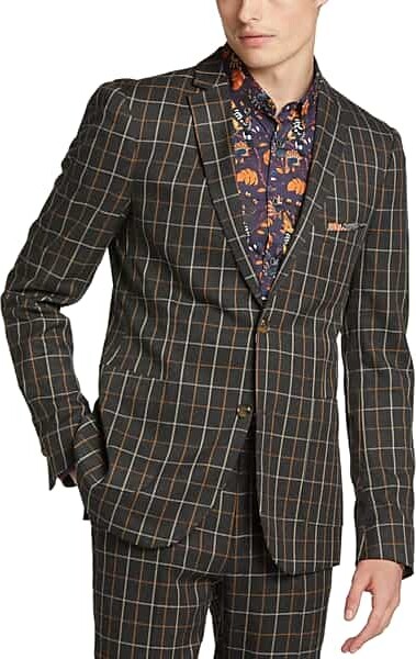 Paisley & Gray Men's Slim Fit Suit Separates Coat Charcoal & Gold  Windowpane - ShopStyle