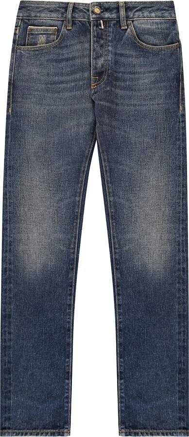 Moorer Classic Dark Blue Jeans With A Lived-in Effect Casual
