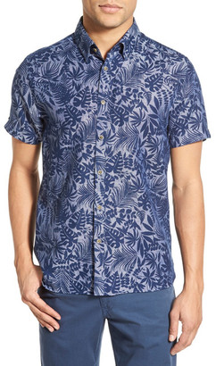 Ted Baker Subzero Modern Slim Fit Floral Short Sleeve Sport Shirt