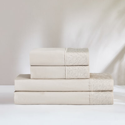 Special Edition by Lush Decor Path Cotton Sheets Cream 4 Piece Set