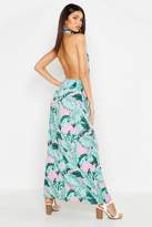 Thumbnail for your product : boohoo Woven High Neck Palm Maxi Dress
