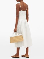Thumbnail for your product : Three Graces London Ruched Cotton-poplin Midi Dress - White