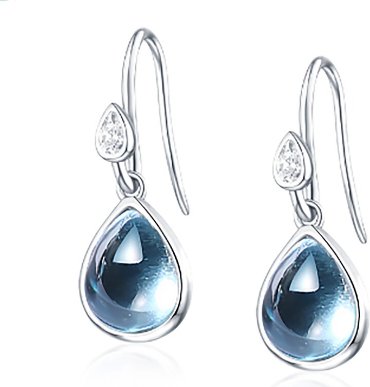 Janus Edinburgh Scarab Sterling Silver With Blue Topaz Drop Earrings