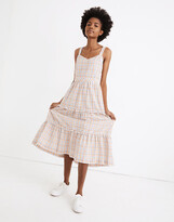 Thumbnail for your product : Madewell Gingham Sweetheart Ruffle-Tiered Midi Dress