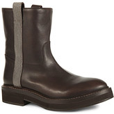 Thumbnail for your product : Brunello Cucinelli Monili beaded mid-calf leather biker boots
