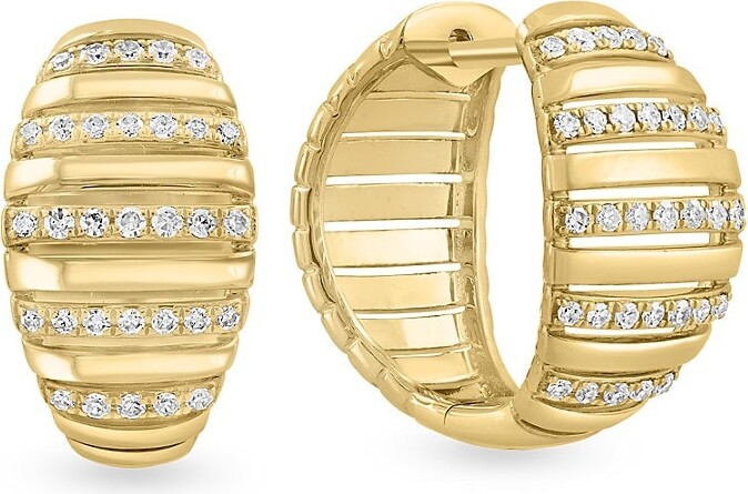 Effy 14K Yellow Gold & 0.23 TCW Diamond Huggie Earrings