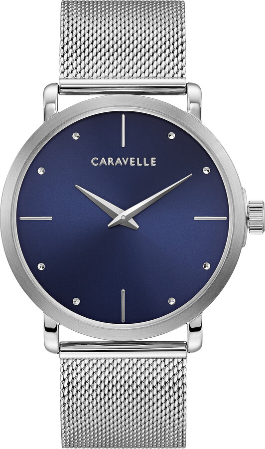 Zales Men's Caravelle by Bulova Mesh Watch with Navy Blue Dial (Model