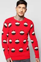 Thumbnail for your product : boohoo Charity All Over Christmas Pudding Jumper
