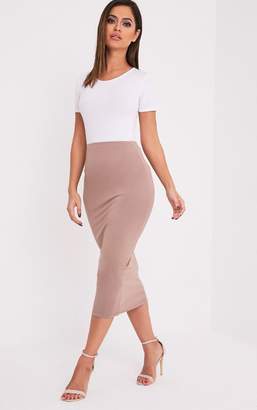 PrettyLittleThing Basic Taupe Long Line Midi Skirt