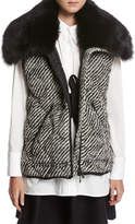 Thumbnail for your product : Moncler Eleagnus Tweed Quilted Vest w/ Fur Trim