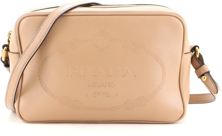 Prada Logo Camera Bag Embossed Leather Small - ShopStyle