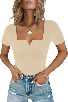 Knot Yours Beige Knot Front Short Sleeve Top