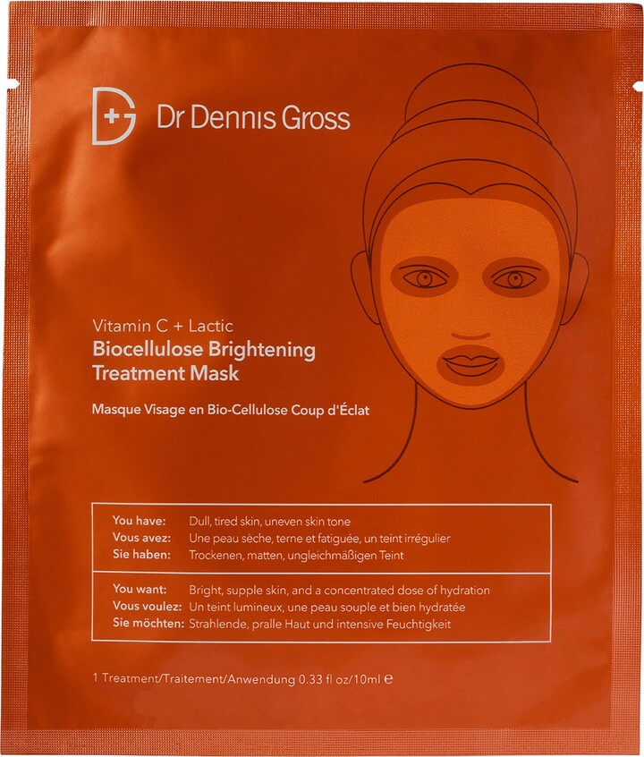 Dr. Dennis Gross Skincare Vitamin C Lactic Biocellulose Brightening Treatment Mask - 4 Applications 0.35 oz