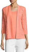 Thumbnail for your product : Misook Animal-Print Sheer Knit Jacket, Petite