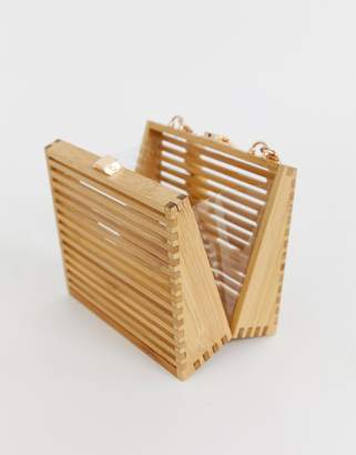 ASOS Design DESIGN triangular bamboo beaded handled bag with detachable cross body strap