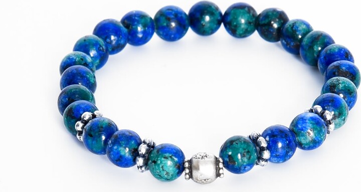 Addicted2 Blue / Green / Silver Friendship Handcrafted Sterling Silver Bracelet With Lapis Lazuli Stones