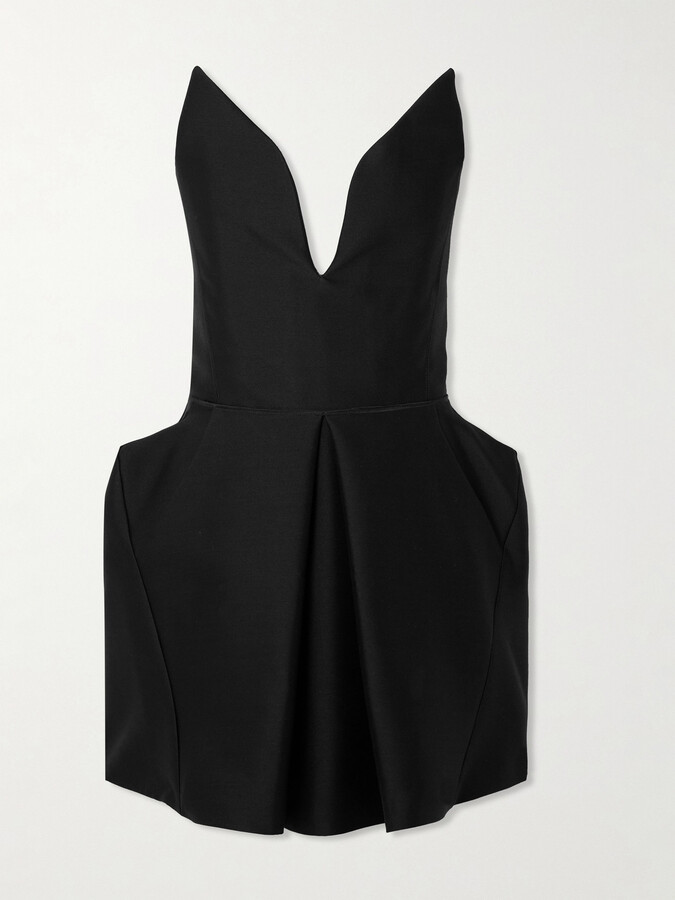 Maticevski Le Petite Strapless Pleated Wool And Silk-blend Mini Dress - Black