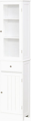 Latitude Run Slim Bathroom Storage Cabinet, Tall Bathroom Cabinet, Narrow Linen Tower With Acrylic Door, Drawer And Shelves